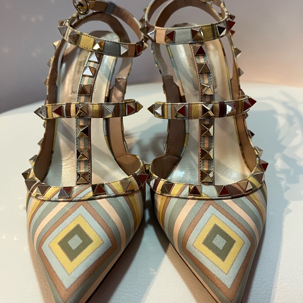 Valentino Garavani Multi-Colored Heels with Studded Straps